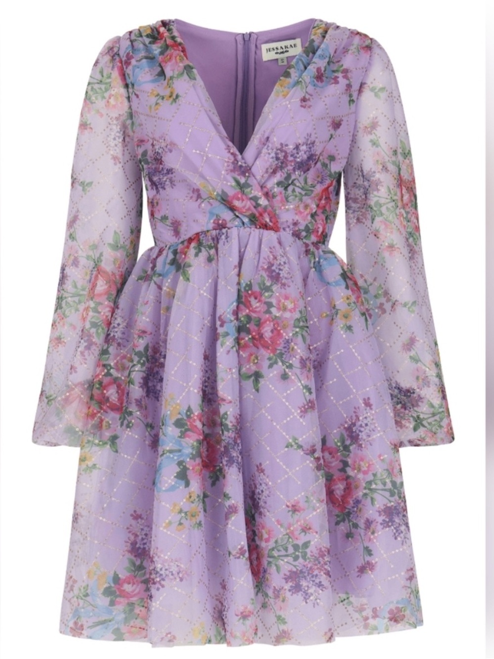 XL NWT JessaKae Gretel Lavender Floral Sparkle Dress